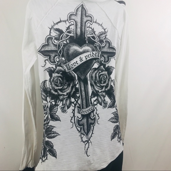 Sinful Affliction Graphic Embellished Cardigan Top Jacket Medium Biker - Picture 11 of 11